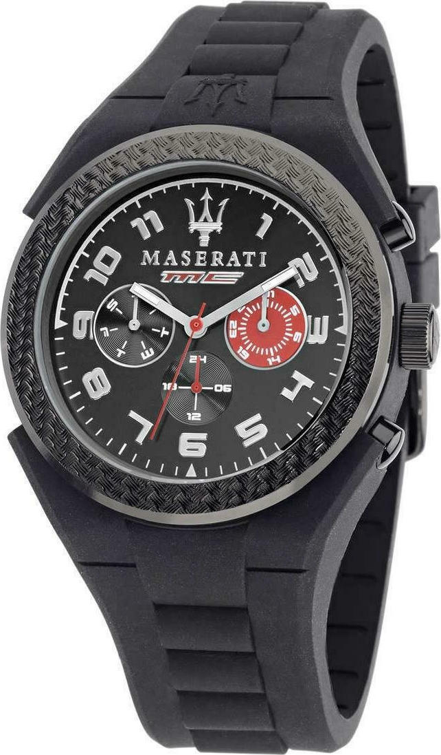 Maserati Multifunction Black Rubber Strap